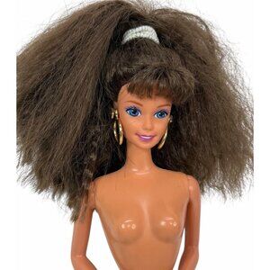 W/ EARRINGS! Vintage 1992 Earring Magic Barbie Doll #10255 Brunette Crimped Hair